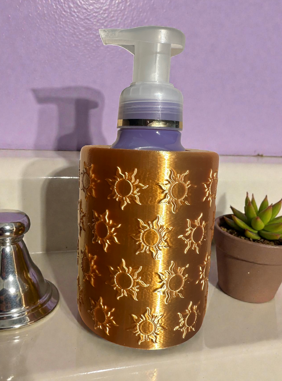 Tangled Sun–Inspired Foaming Soap Holder – Gold Disney-Inspired Bath Décor