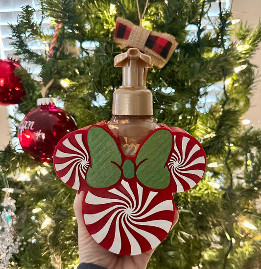 Peppermint Minnie Hand-Painted Foaming Soap Holder – Fits Bath & Body Works Soaps