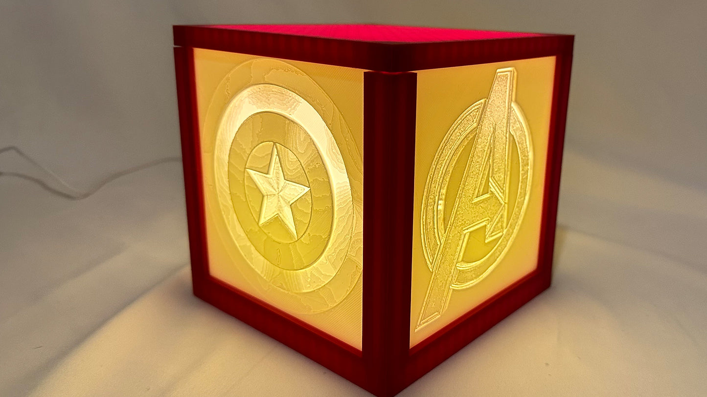 Marvel Heroes 3D Printed Lithophane Cube – Light Up Your Fandom