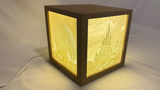 Walt Disney World Park Icons 3D Printed Lithophane Cube – Bring the Magic Home